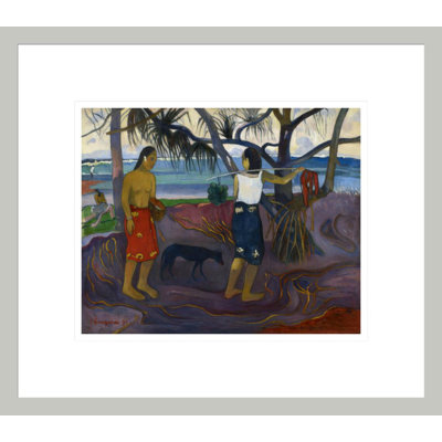 «I Raro Te Oviri (Under the Pandanus)» par Paul Gauguin, impression giclée encadrée
