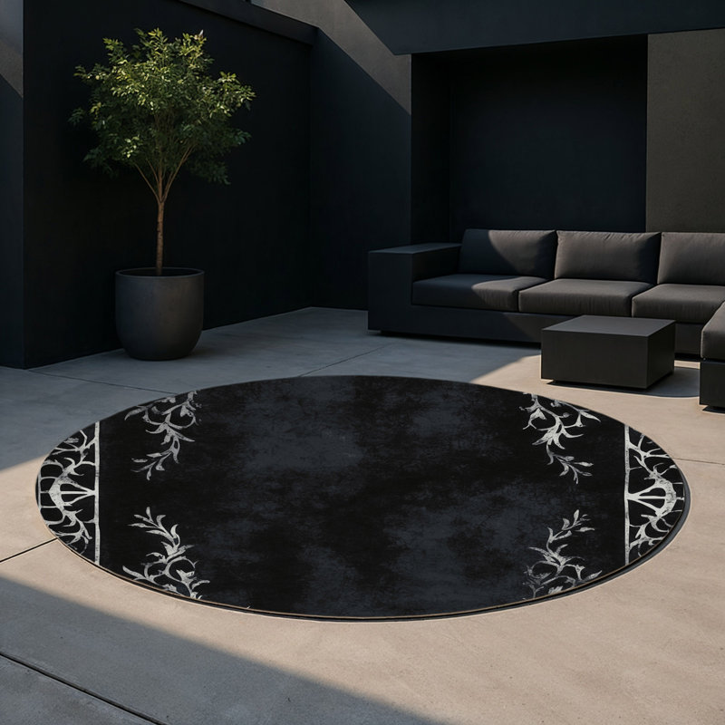 Tapis intérieur et extérieur Dusk Whorl, Rond 5 pi