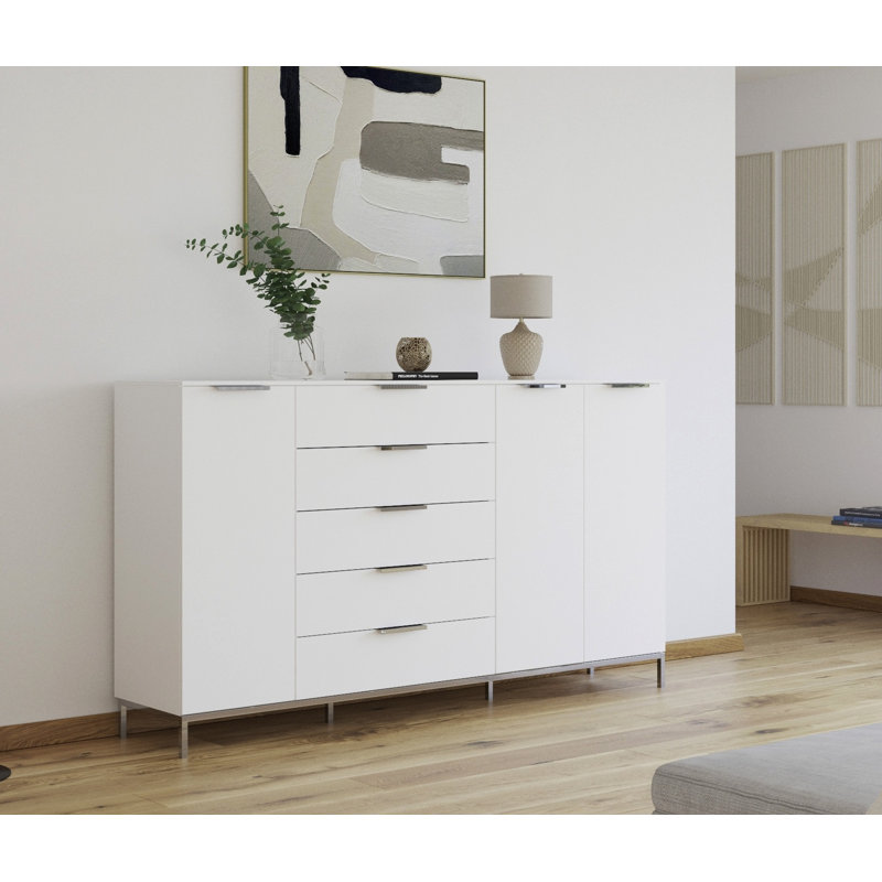 Flipp 5 - Drawer Chest of Drawers, Alpine White/Chrome