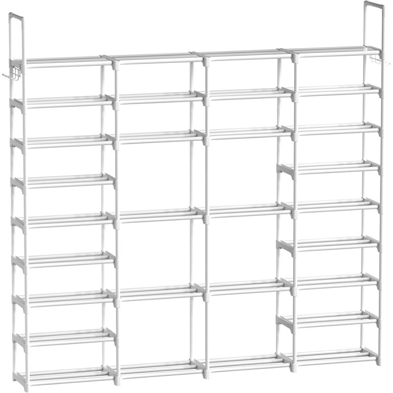 . Très grand range-chaussures en métal à 10 niveaux - 4 rangées, peut contenir 72 à 80 paires, organisateur robuste pour placard, entrée ou garage