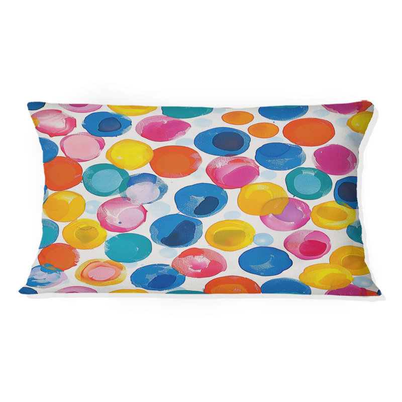 Blue Green Polka Dot Pattern - Polka Dot Lumbar Pillow