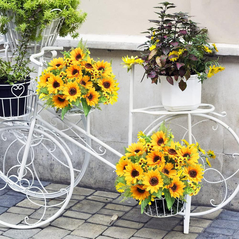 Bouquets de tournesol artificiels, 2 grappes de fleurs sauvages artificielles pour la fête de naissance