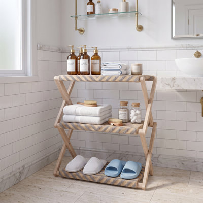 Étagère de rangement pliable à 3 niveaux Turin, étagère pliable de style bohème