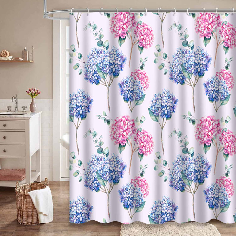 Rideau de douche avec 12 crochets aquarelle, L 72 po x l 78 po