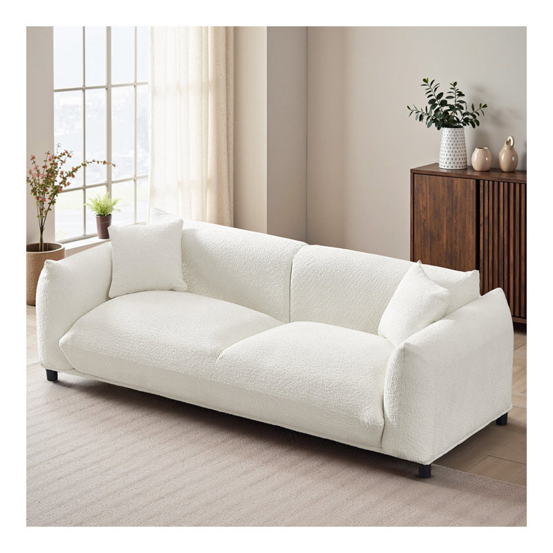 Emma Mid Century Modern Luxury Cream Boucle Sofa