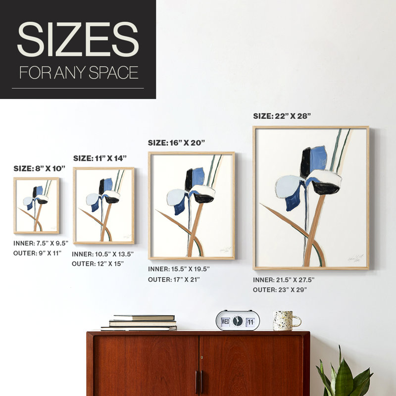 Impression encadrée FLORAL Series Dxxiv - bois massif, H 21 po x l 17 po