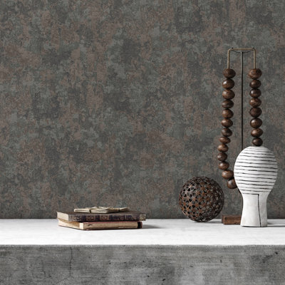 Shiny Rustic Aged Distressed Metallic Wallpaper