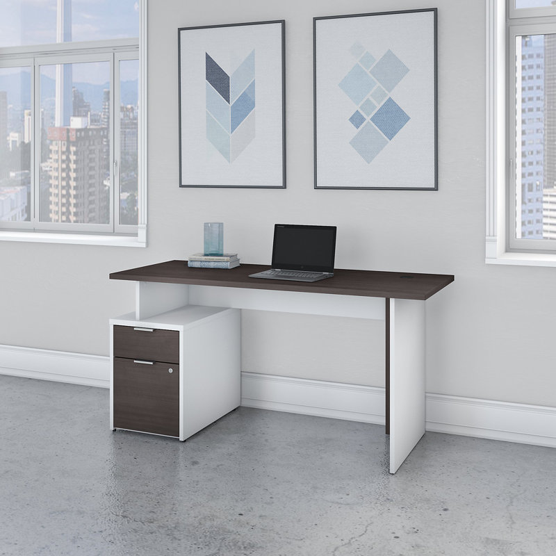 Bureau Jamestown, H 29,65 po x l 71,02 po x P 23,66 po, Blanc / Gris orage