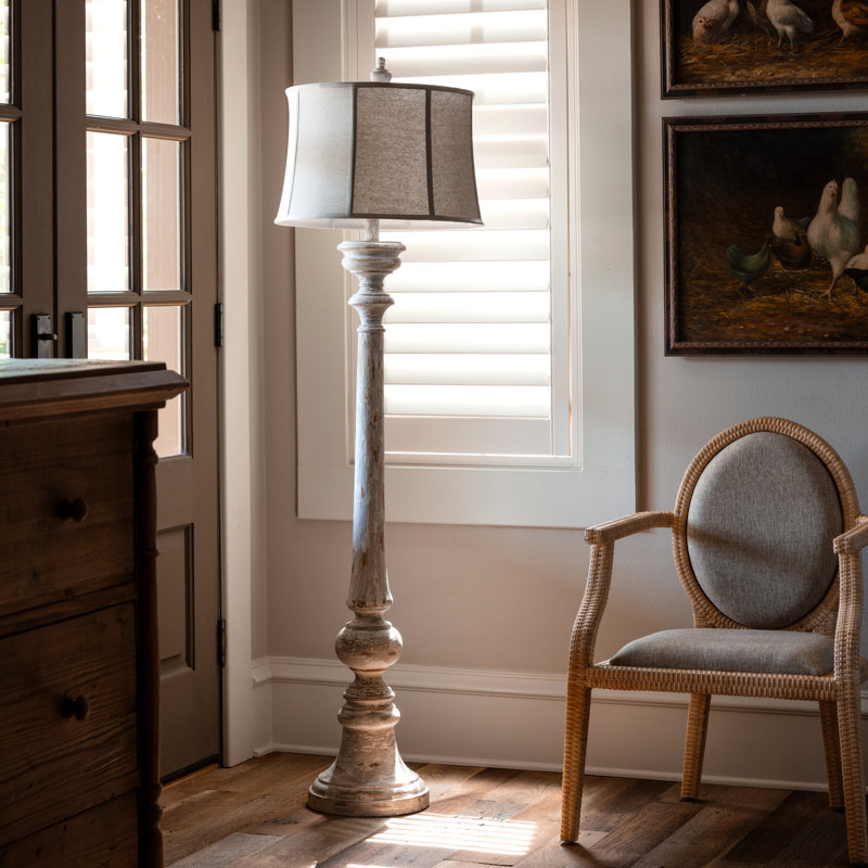 Resin Floor Lamp With Linen Shade