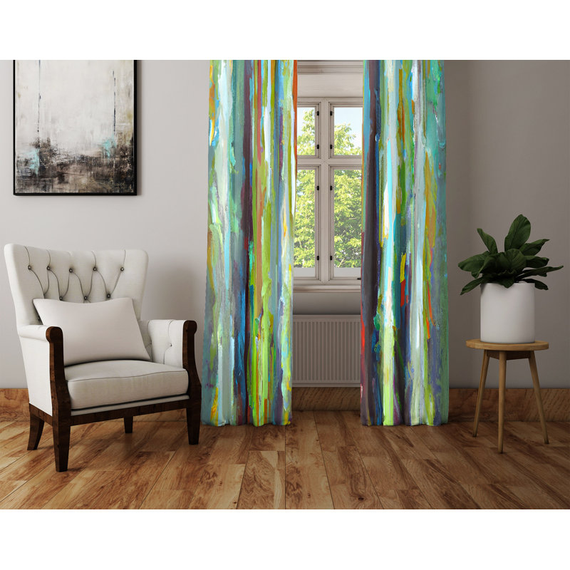 Paire de rideaux semi-transparents en polyester Dharmshila, L 40 po x L 61 po