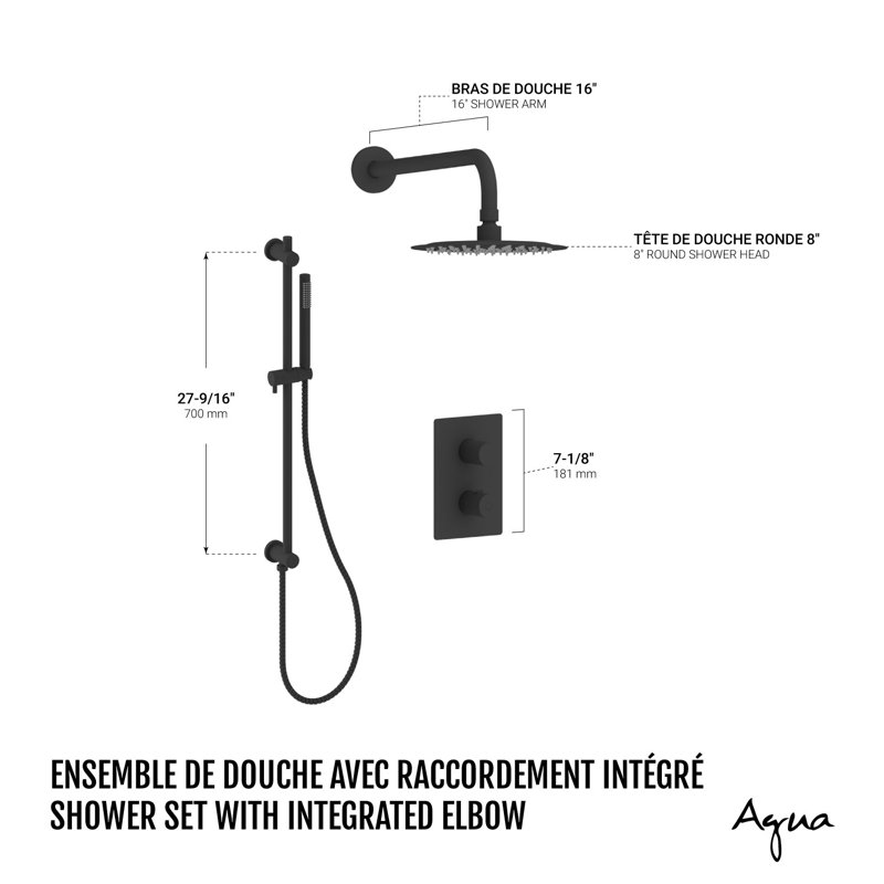 Ensemble de robinet de douche à pression équilibrée noir mat, Noir mat