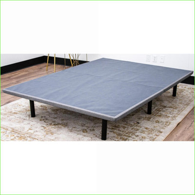 Queen Size Upholstered Platform Bed Frame - Gray Woven Fabric, Steel &amp; Plywood Core, Foldable, 1000lbs Capacity