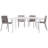 Holiday - 4Pcs Warm Grey Stackable PP Armchair For Indoor/Outdoor Use – Ergonomic Slatted Back With 55 Inch White Modern Long Table - Indoor/Outdoor- Lightweight PP Tabletop With Metal-604706577