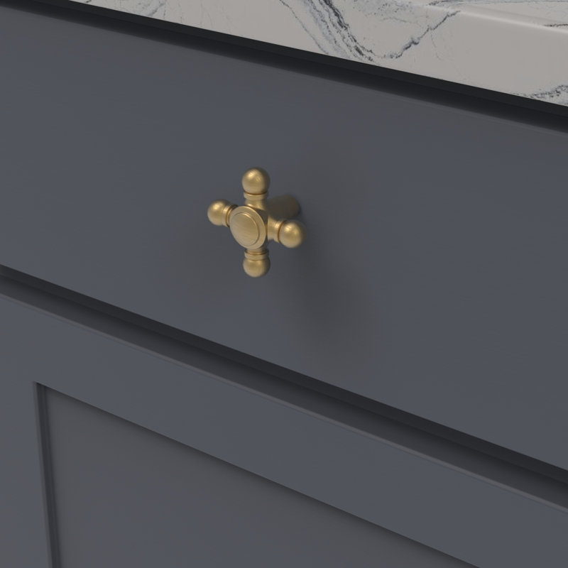 Fuller Collection Designer Knob - Traditional Hardware for Drawers & Cabinets, 2 1/8", Brushed Golden Brass