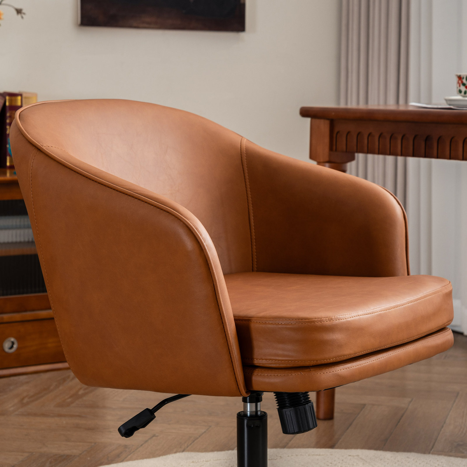 Toscani Office Chair with Lumbar Support, Brown Faux Leather