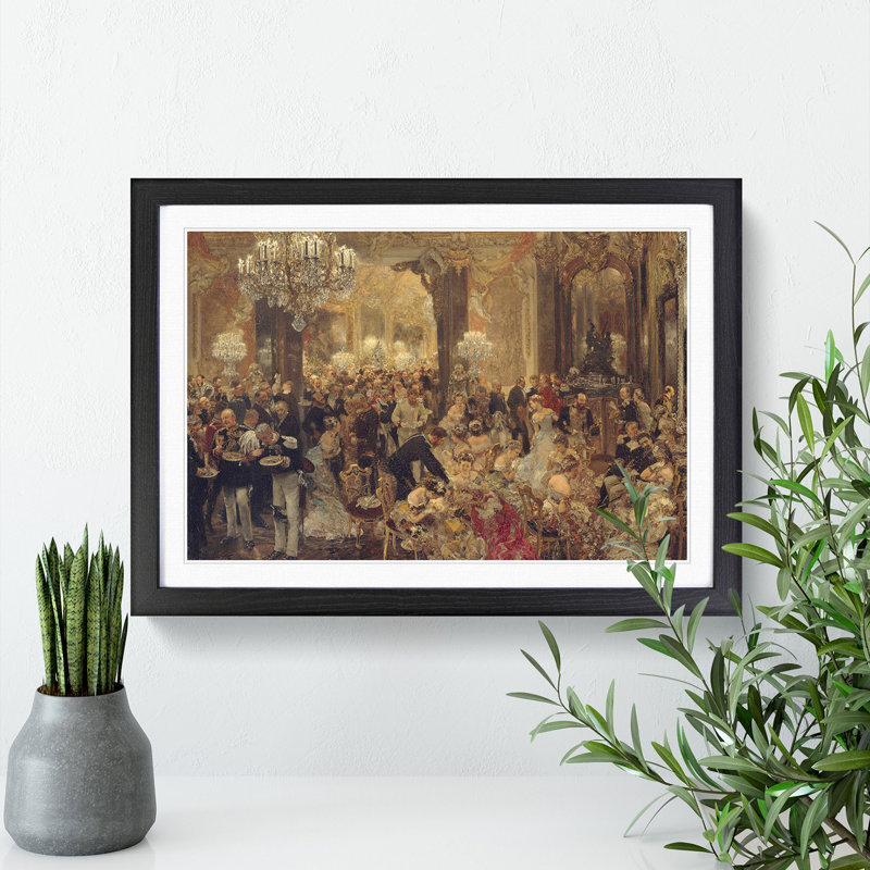 Dinner at the Ball by Adolph Menzel - Picture Frame Painting, Black Framed, 27cm H x 36cm W x 2cm D