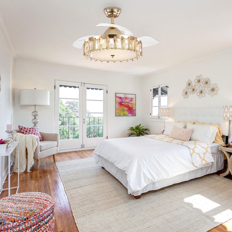Ventilateur de plafond sans lame à DEL de 42 po avec télécommande et ensemble d'éclairage inclus Andella, Or
