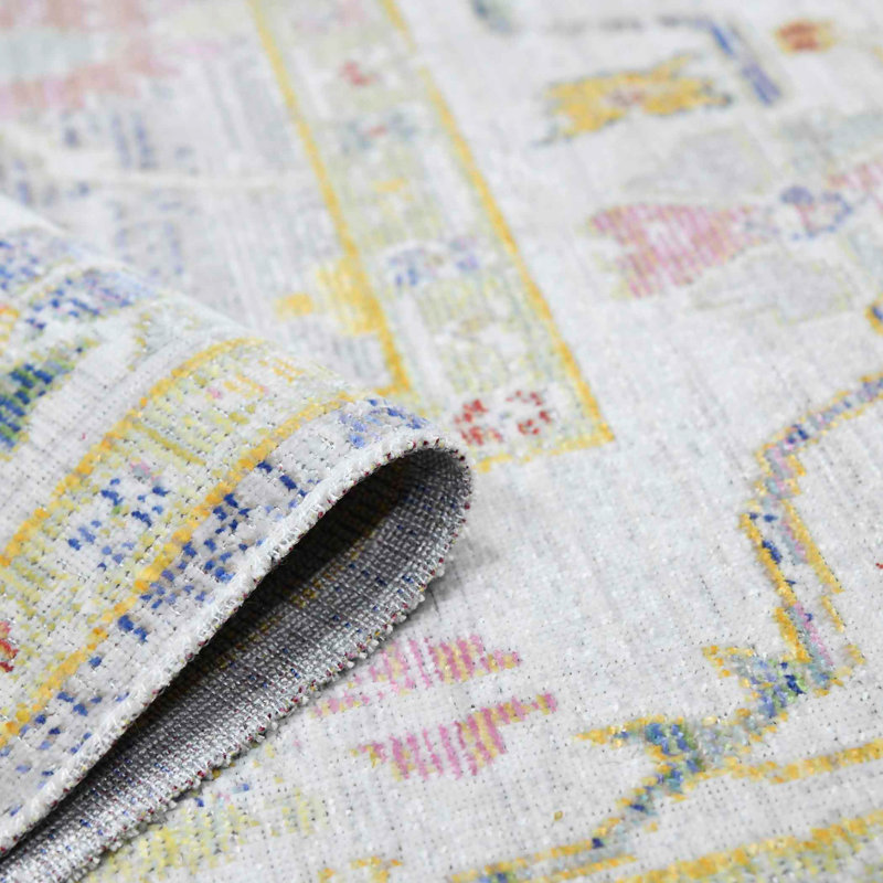 Reversible Vintage Blue Synthetic 7'10" x 10'6" Low Pile Area Rug
