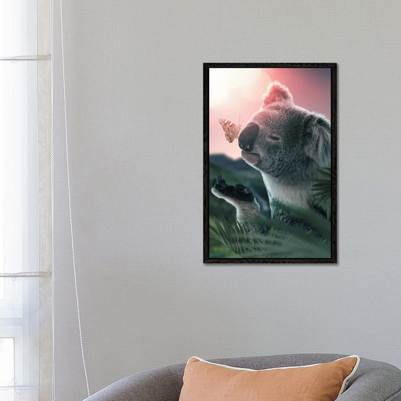 Koala Butterfly by Zenja Gammer - Print on Canvas, Black Framed, 66.04 cm H x 45.72 cm W