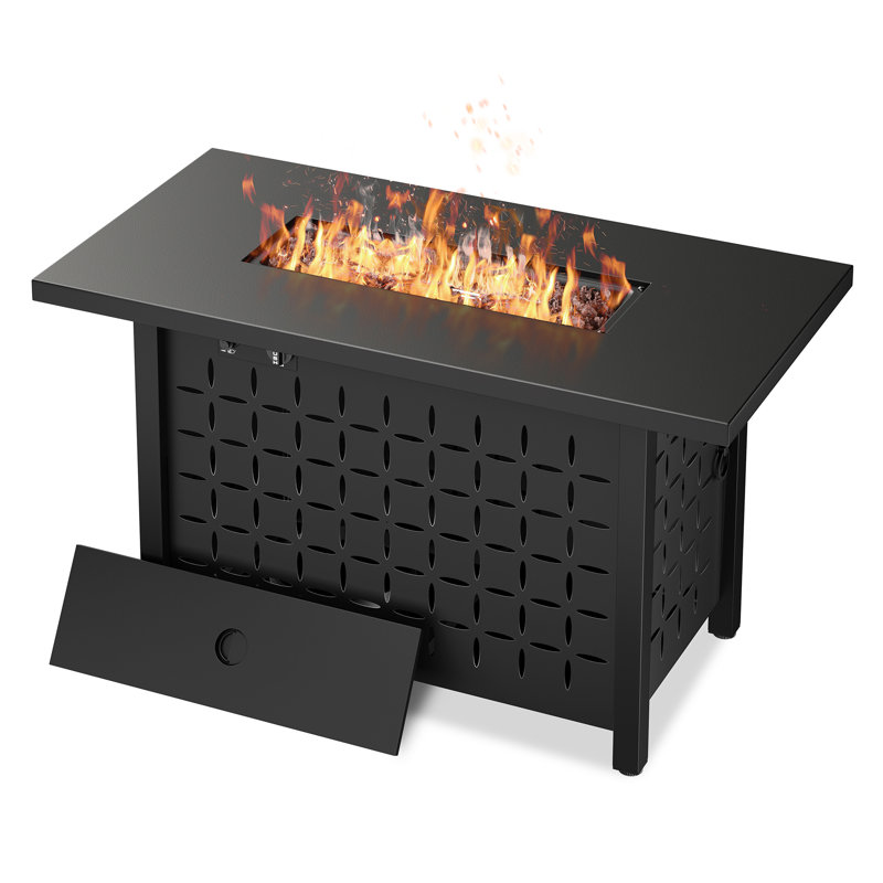 Ensemble de patio extérieur en rotin 8 pièces avec foyer, Rouge