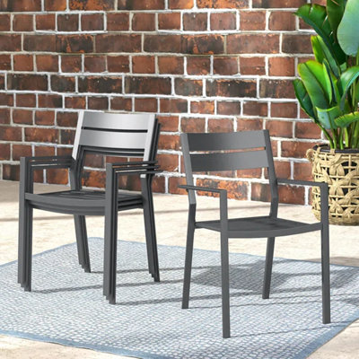 Outdoor Patio Stackable Metal Dining Chairs 