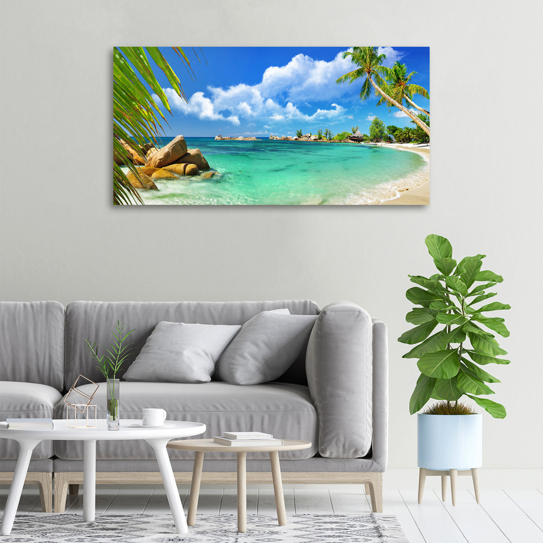 Leinwanddruck - Wandkunst - Drucke auf Leinwand - 100X50 Bildmotiv: Seychellen Strand