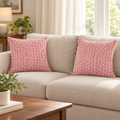 18" x 18" Pink Cotton Pillow Cover Set (2 Pieces)