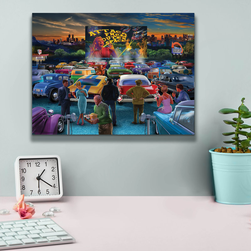 «Drive In» par Bigelow, illustrations sur toile, H 12 po x l 16 po x P 0,75 po