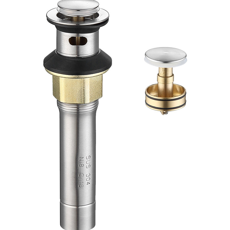 Pop-Up Drain Stainless Steel With Overflow Anti-Clogging For Vessel Sink Lavatory Vanity Sink Drain With Strainer Basket