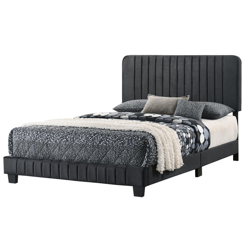 Anjelah Upholstered Standard Bed, Black, Full/Double