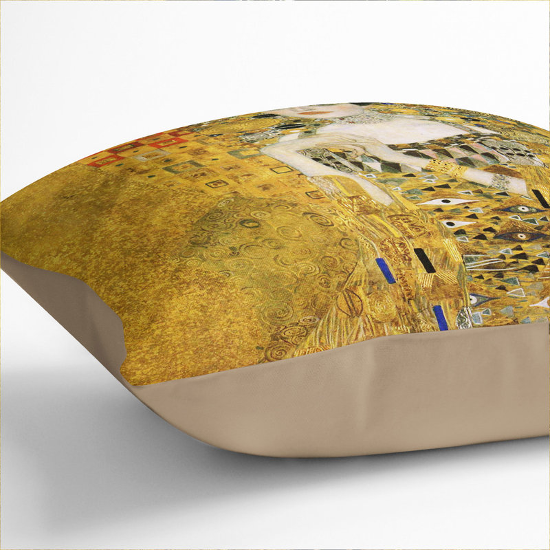 Adele Bloch-Bauer Square Throw Cushion, 40cm H x 40cm W x 15cm D, Stone