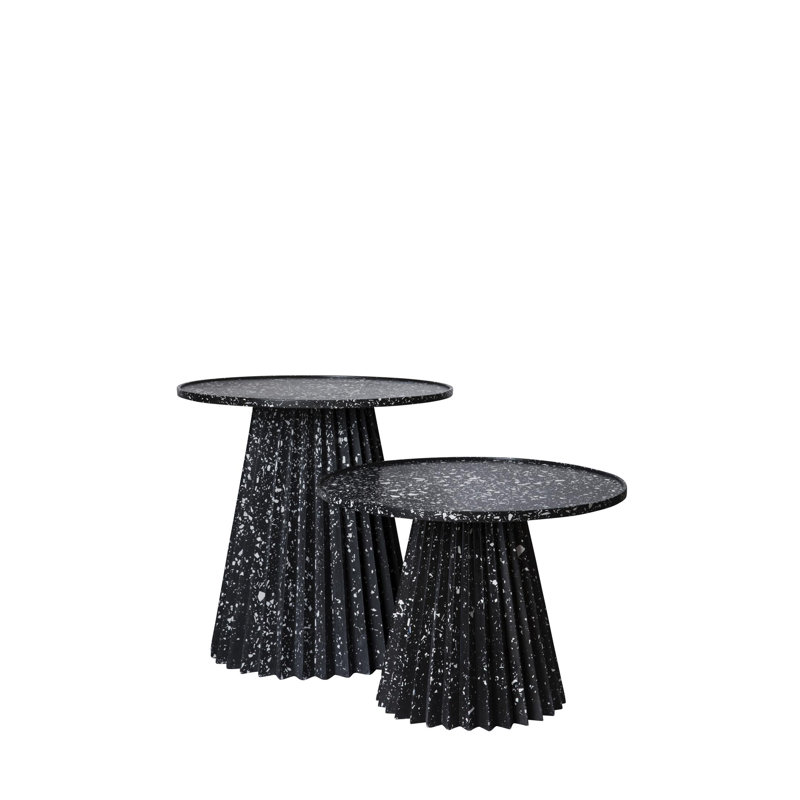 MashT Terrazo Pedestal End Table, Black/White, 22" H x 24" W x 24" D