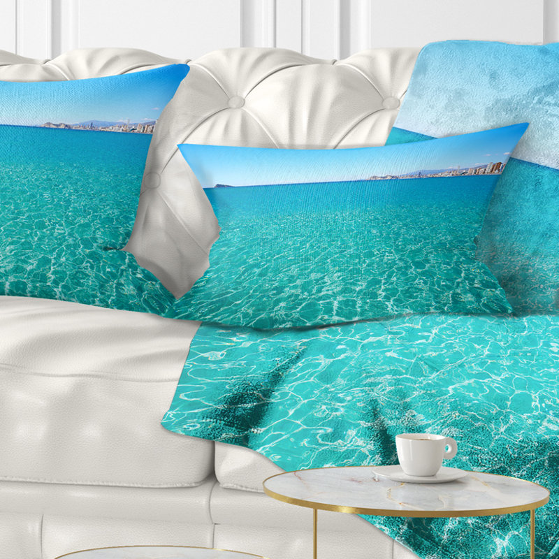 Coussin seascape de plage benidorm levante, 12 po x 20 po, Coussin lombaire