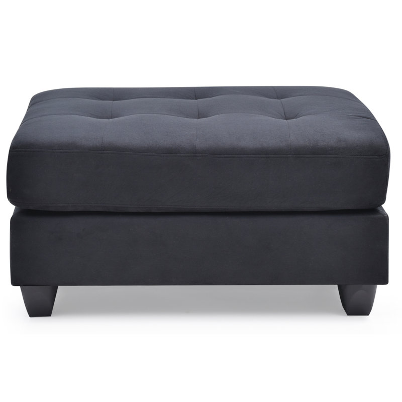 Sleek Contemporary Black Ottoman, Black