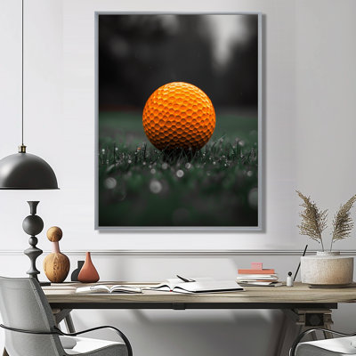  «Monicolore orange gris balle de golf II - art mural golf