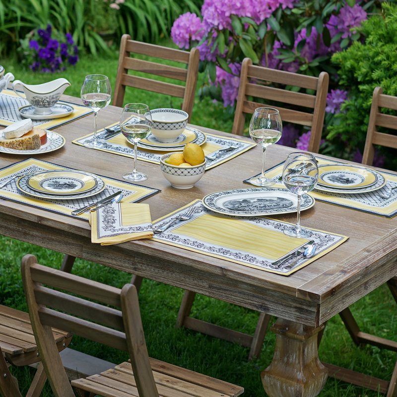 Audun Yellow and Black Cotton Reversible Placemats Set of 4