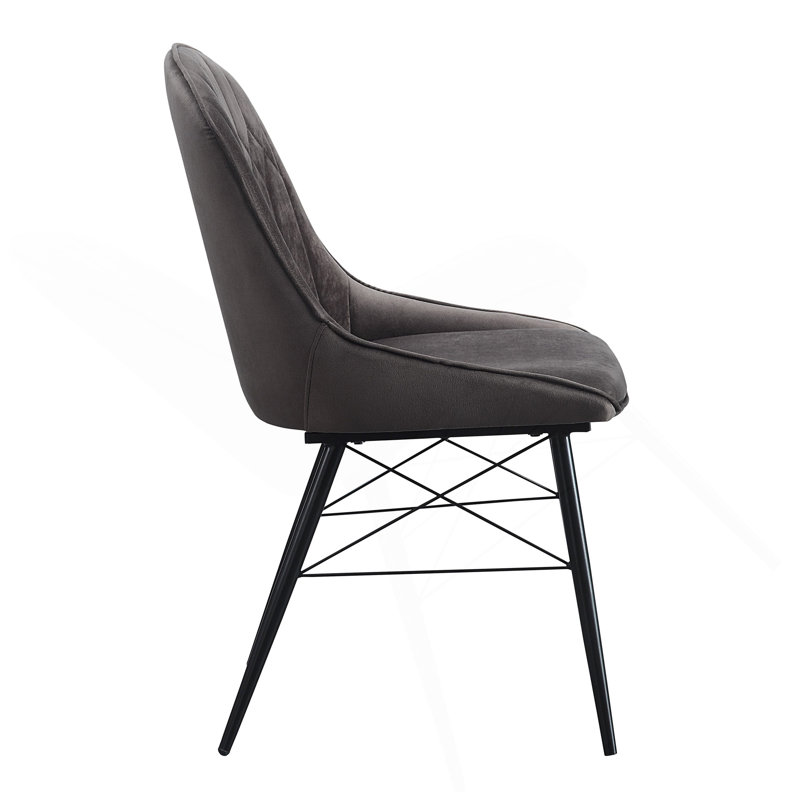 Ensemble de 2 chaises d'appoint Abraham en tissu gris foncé et finition noire