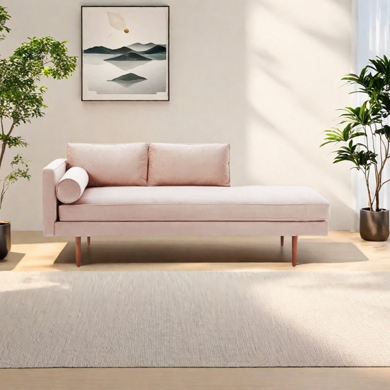 Fauteuil en velours léger et luxueux, Orienté à gauche (vu de face), Rose