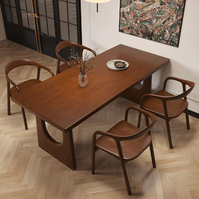 Marlindo 4 - Person Pine Solid Wood Solid Wood Top Double Pedestal Dining Set