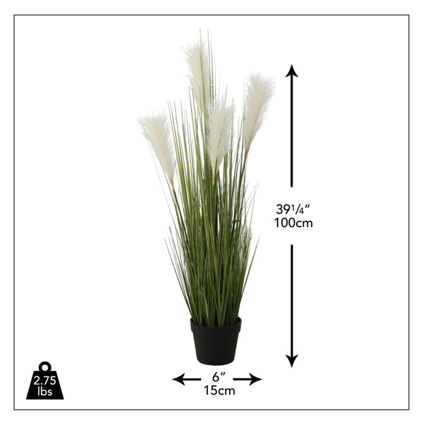 Primrue 39.25'' Faux Pampas Grass Plant in Pot