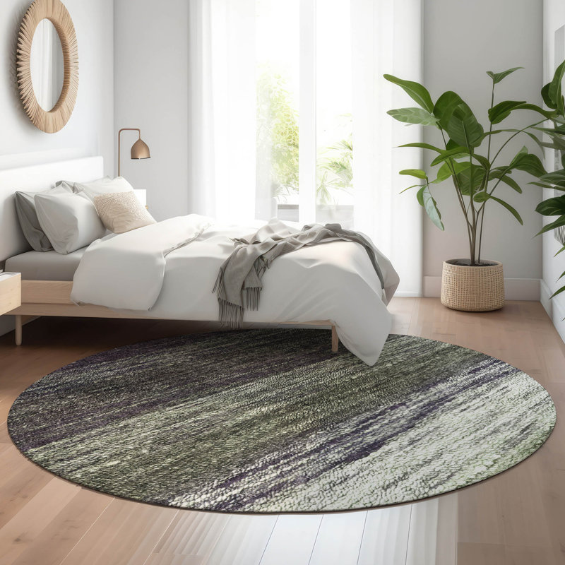 Tapis vert Prisco lavable à la machine de qualité supérieure, Rond 8 pi
