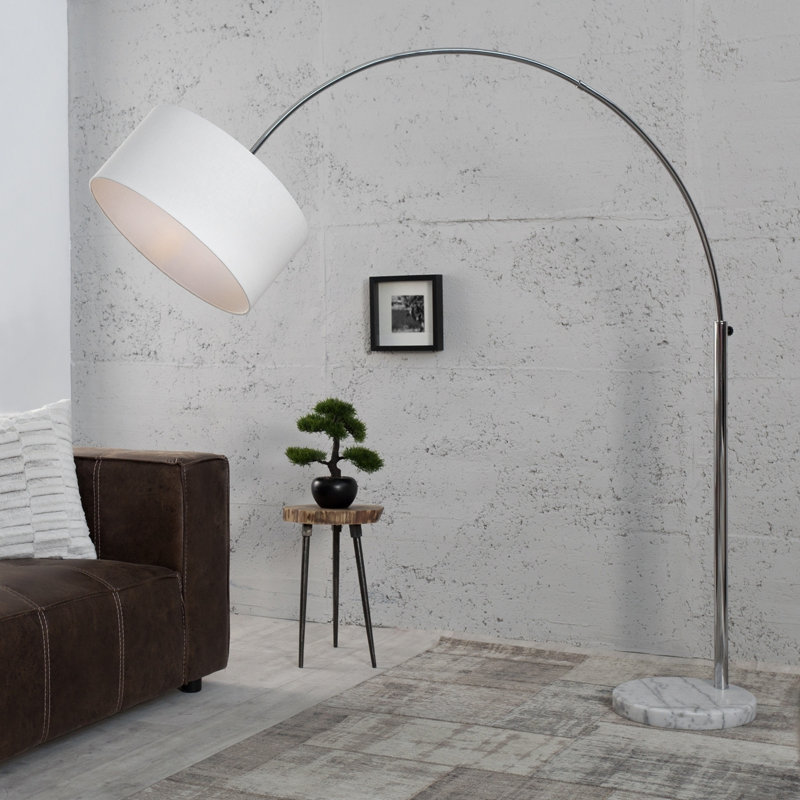Daniels 170cm Silver Arched Floor Lamp, White