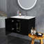 Ensemble de meuble-lavabo mural 24 po avec lavabo, portes doubles, charnières à fermeture en douceur, cuve en céramique, assemblage facile, poignée longue en métal doré, espace de rangement, noir brillant