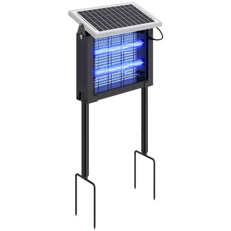 Solar Mosquito Killer Lamp With Solar Panel Rechargeable Fly Zapper Outdoor And Indoor Use