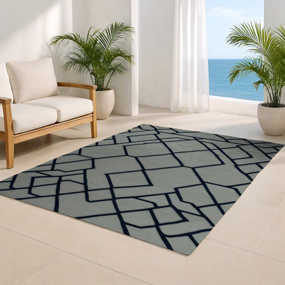 Tapis gris intérieur et extérieur Trellis