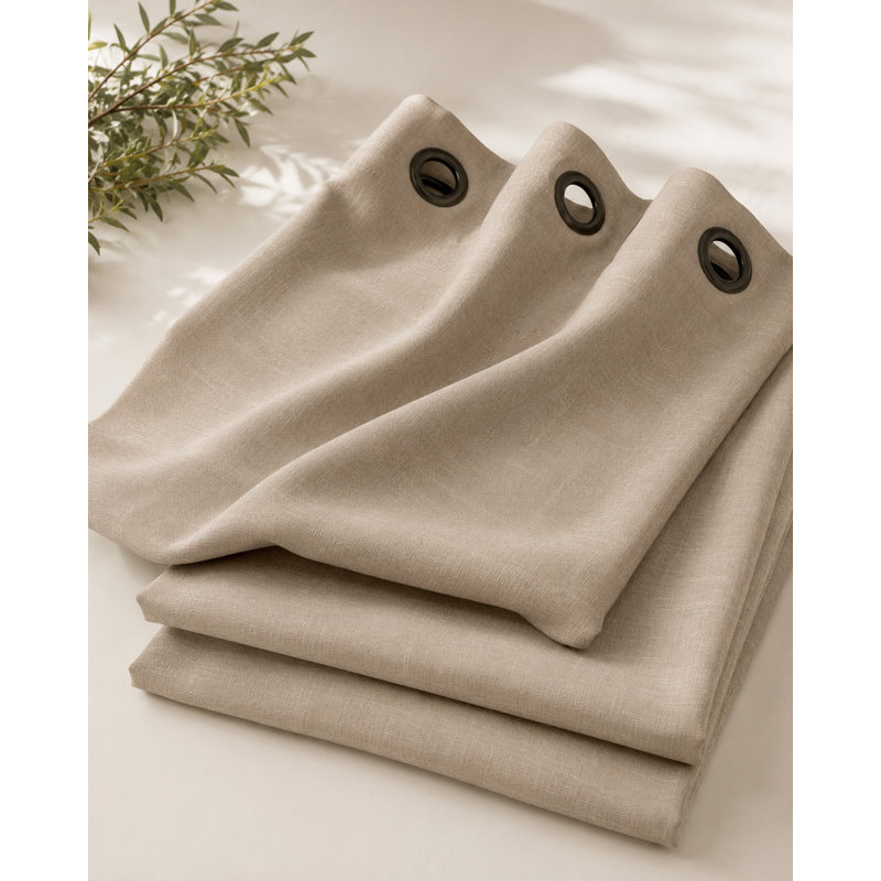 Paire de rideaux occultant et isolant avec œillets Desai, Moka crémeux, L 50 po x L 120 po