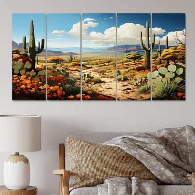 Green Blue Cactus Desert Guardian Organ II - Floral Metal Art Print Set -  Union Rustic, 855E79A7F10D4E50BAEE919137EBCC5A