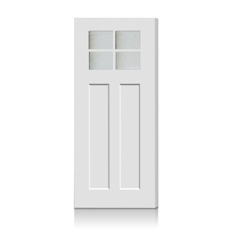 Porte de porte avant réversible en fibre de verre d'extérieur décorative moderne réversible, Blanc