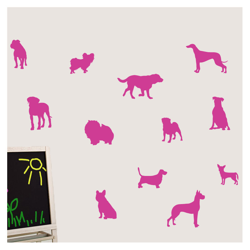 Adhésif décoratif chien, Rose vif