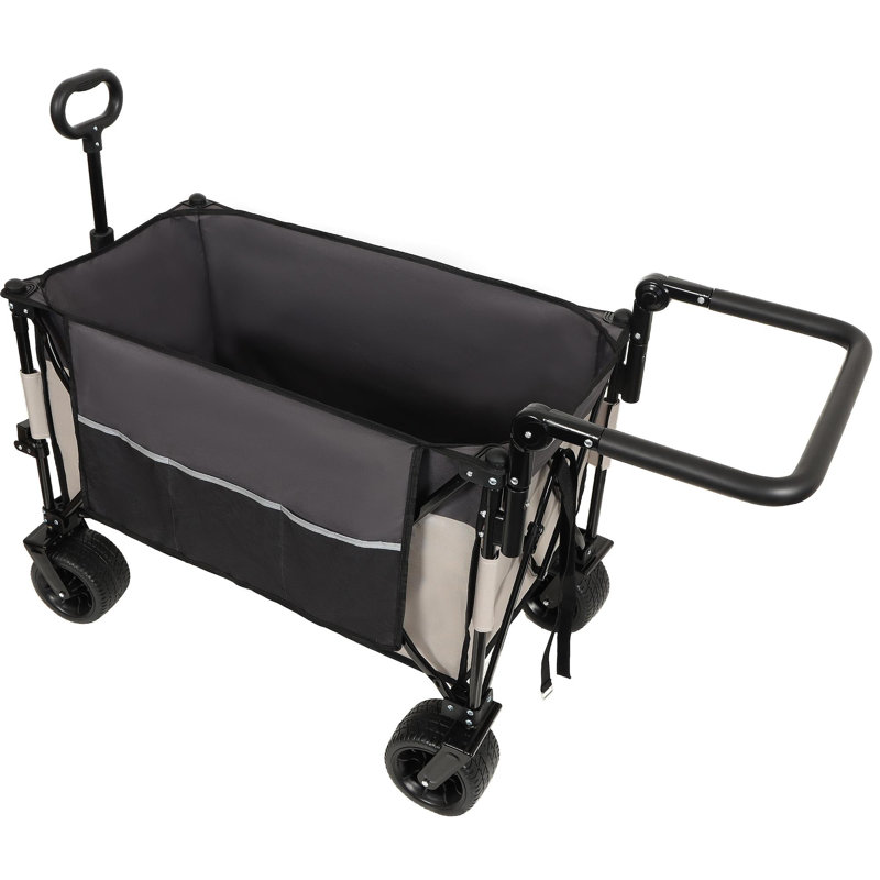 Fourgon polyvalent pliable avec poignée pivotante et roulettes tout-terrain à 360 ° - Conception robuste et réglable, transport à grande capacité, épicerie et utilisation à l'extérieur